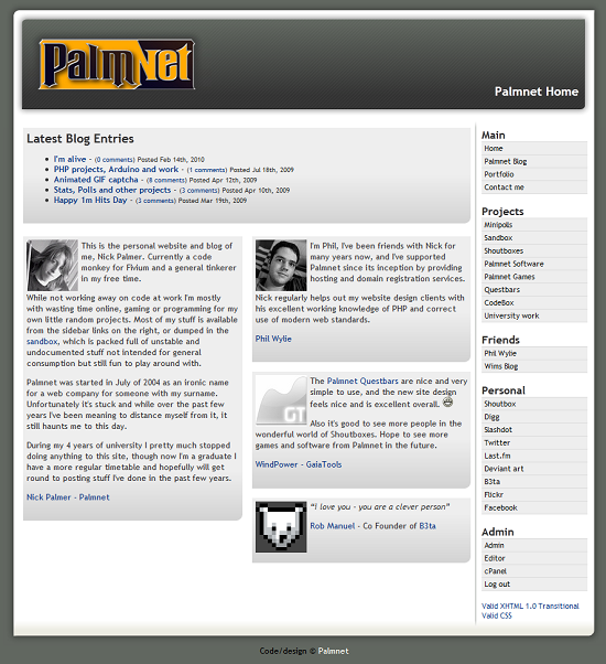 The current palmnet.me.uk from 2012