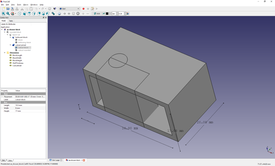 Blocking out in FreeCAD