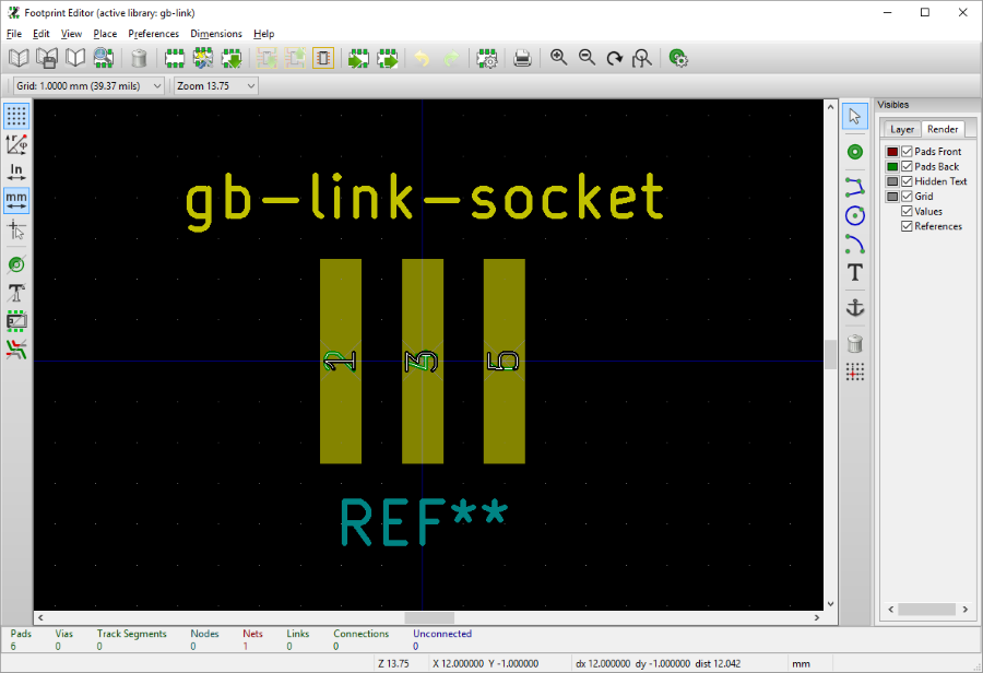 Custom footprint for connector