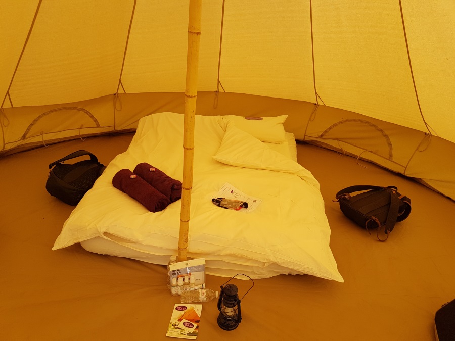 Inside the tent